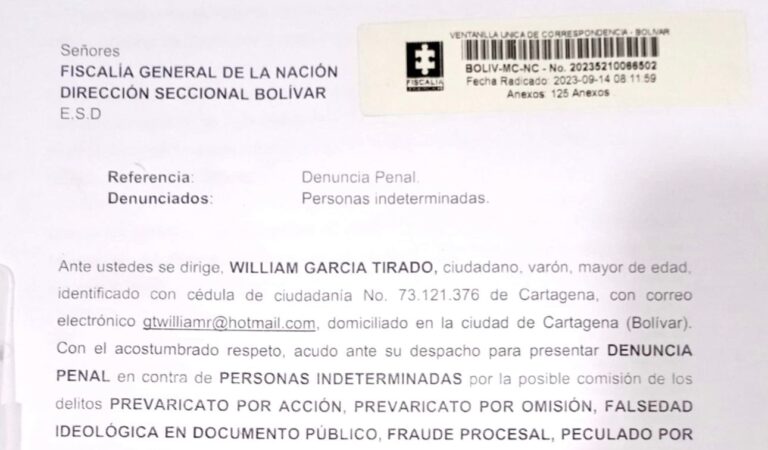 Revelado esquema de corrupción millonario en Cartagena