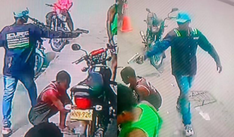 Sicario grabado por cámara mientras asesinaba a mecánico de motos en El Pozón.