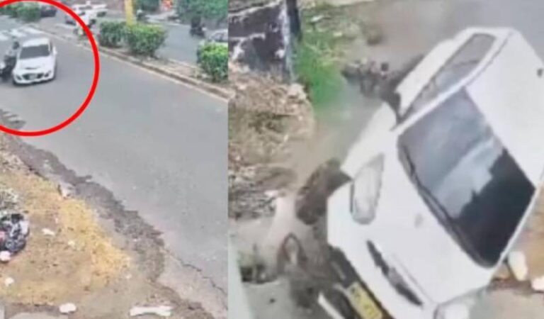 Video: Accidente impactante entre un automóvil y una motocicleta en la Crisanto Luque