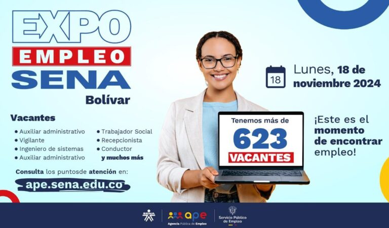 Expoempleo SENA 2024 en Bolívar: 623 vacantes laborales disponibles