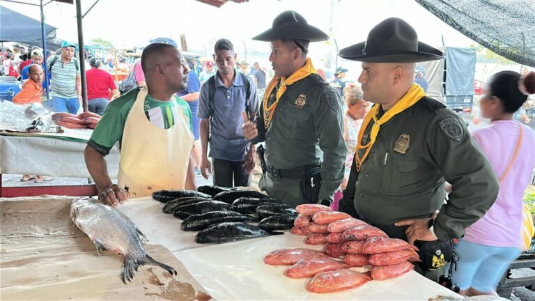 Controles policiales en el sector de pescados del Mercado de