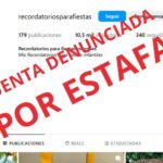 Cuenta Instagram Recordatorios Erika Tabares supuesto estafadores
