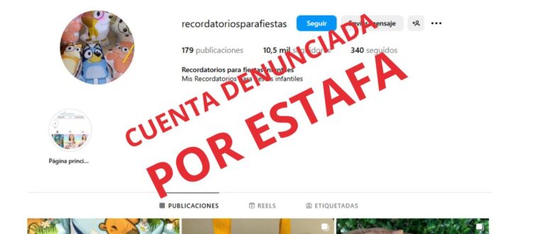 Cuenta Instagram Recordatorios Erika Tabares supuesto estafadores
