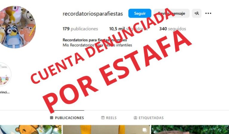 Cuenta Instagram Recordatorios Erika Tabares supuesto estafadores