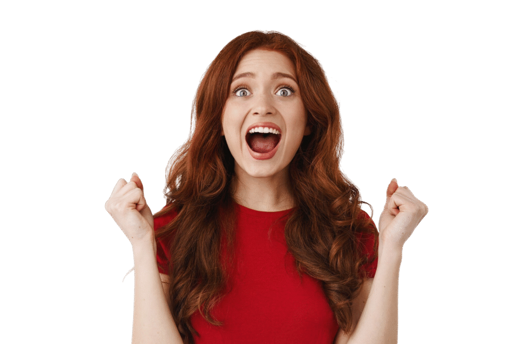 mujer alegre Publicidad