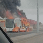 Incendio en Transcaribe Un bus ardio en plena Avenida Santander