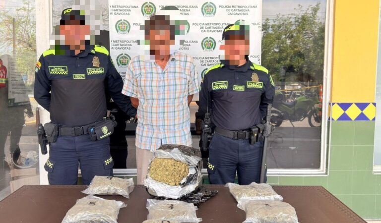 Detenido ‘El Cucho’, un hombre de 77 años, con más de 4,000 dosis de marihuana en la Terminal de Transporte de Cartagena.