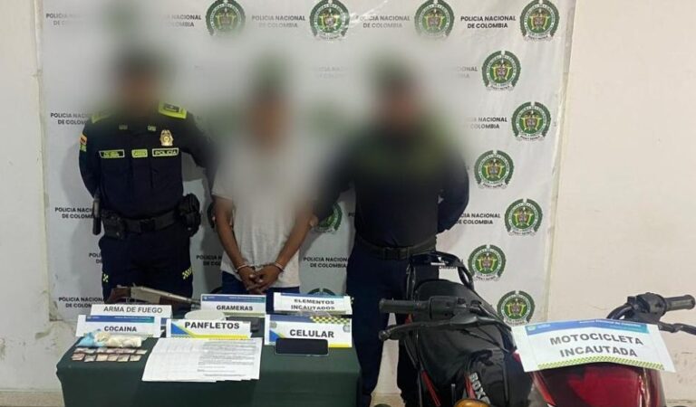 Captura de “El Leo” en Magangué con droga, arma de fuego y panfletos del Clan del Golfo.